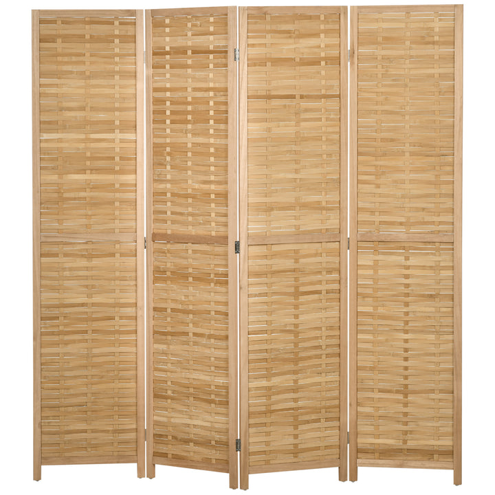 4-delt rumdeler, 160 x 170 cm, foldbar bambusskærm til stue, soveværelse, naturlig