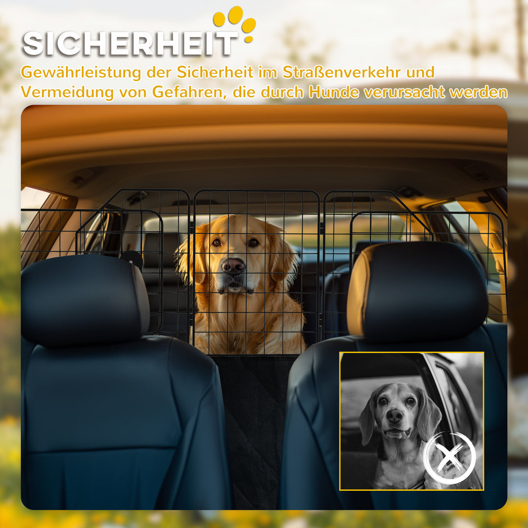 Bilgitter til hunde, justerbar 93-150cm, sammenklappelig, nem montering, stål, sort