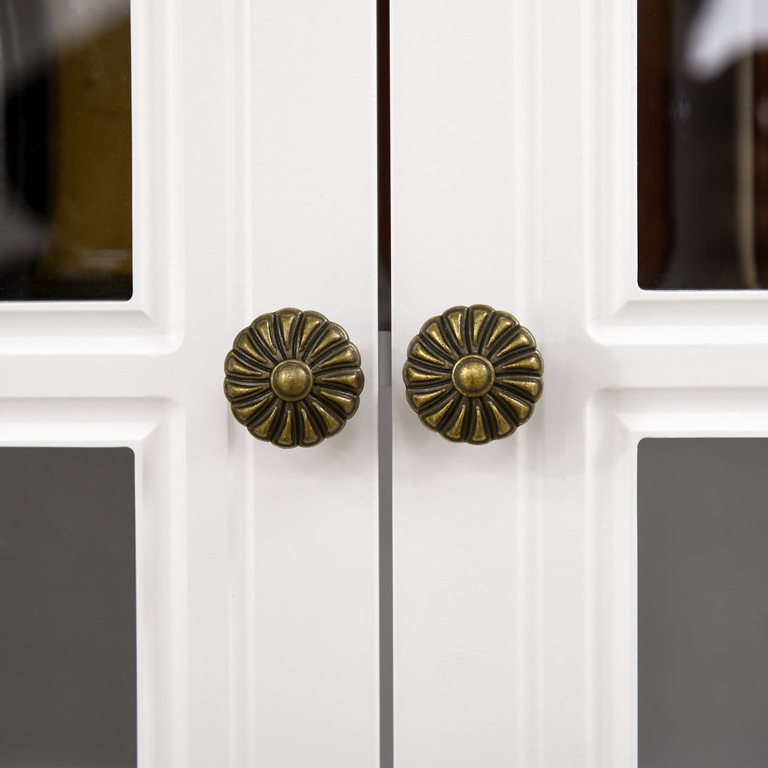 Køkkenskab, buffet, 2 skuffer, 2 skabe, klassisk design, hvid + mørkebrun, 76 x 38 x 182 cm