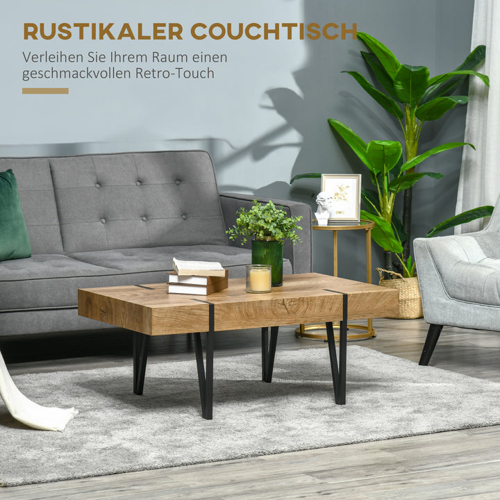 Sofabord i industriel stil, 105 cm x 60 cm x 42 cm, sort + brun