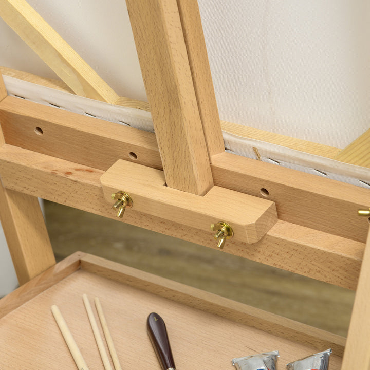 Staffeli, kunstnerstaffeli, højdejusterbart, 1 skuffe, natur + sort