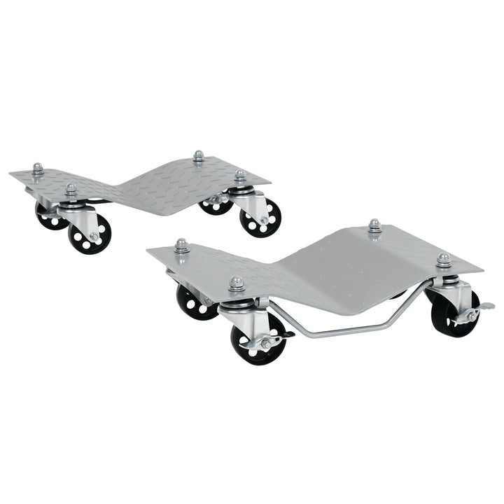 Trolley donkraft 2 stk. manøvreringshjælp dækskift donkraft med 4 ruller til bil grå 40,5l x 30b x 13,5h cm