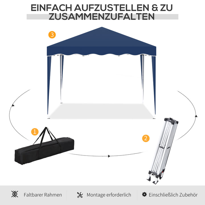 Foldepavillon 3 x 3 m havepavillon foldbart festtelt højdejusterbart havetelt med bæretaske uv-beskyttelse stål oxford blå