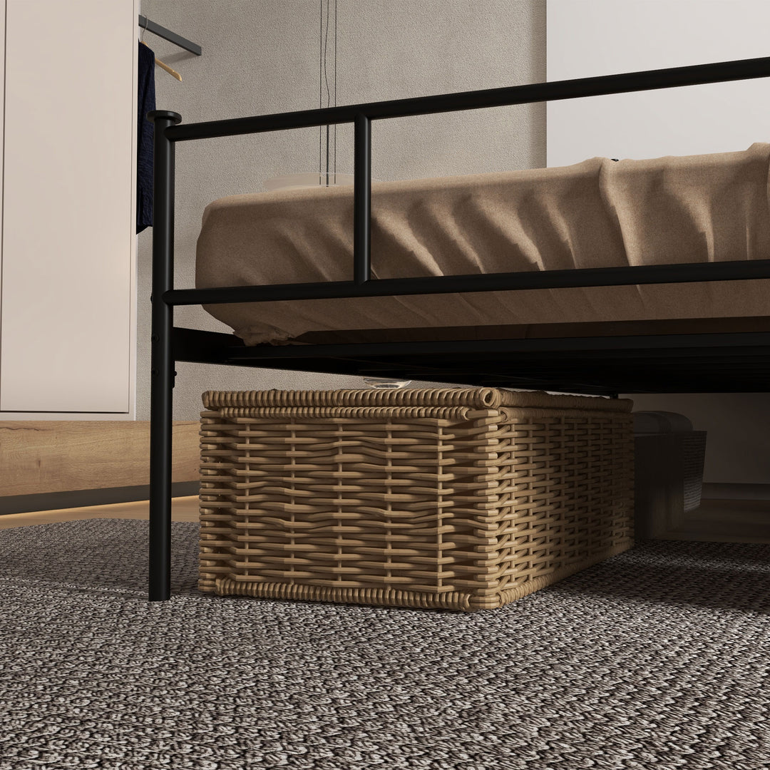 Seng 160 x 200 cm, sengestel med lamelbund af stål, opbevaring under sengen, dobbeltseng, sort