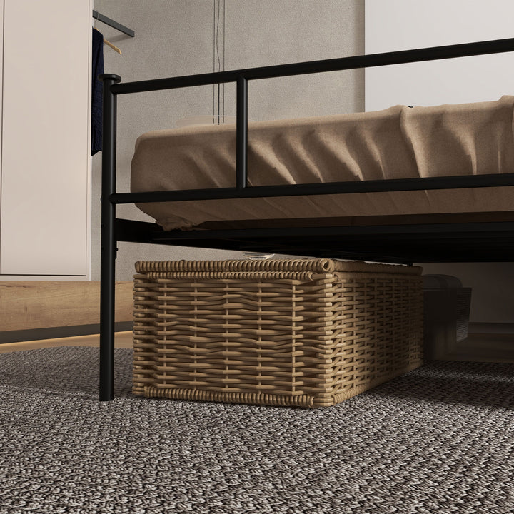 Seng 160 x 200 cm, sengestel med lamelbund af stål, opbevaring under sengen, dobbeltseng, sort
