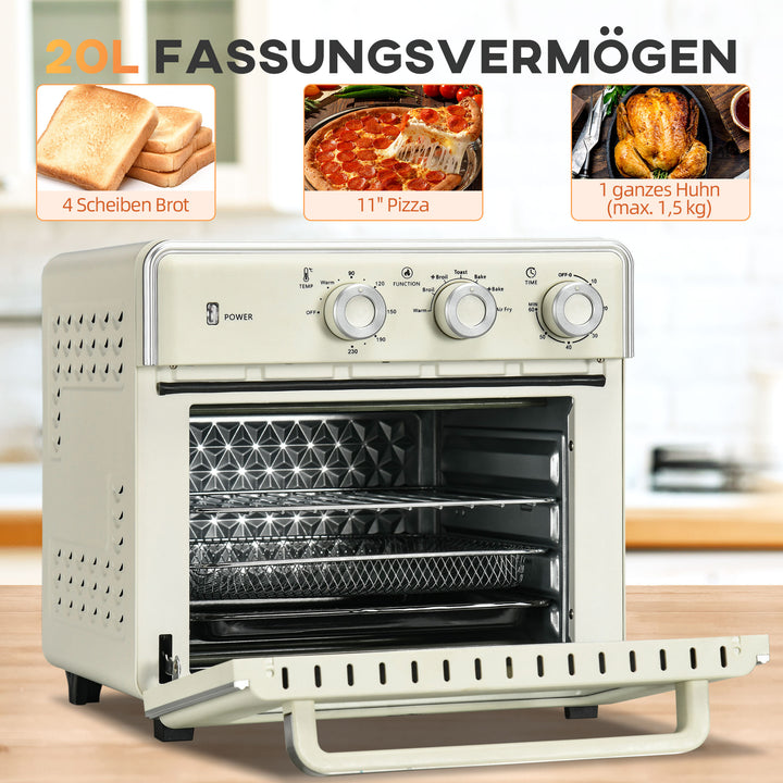 5-I-1 miniovn, 20 l kapacitet, 1400 w, 1 bagerist, 1 bageplade, 60 min. timer