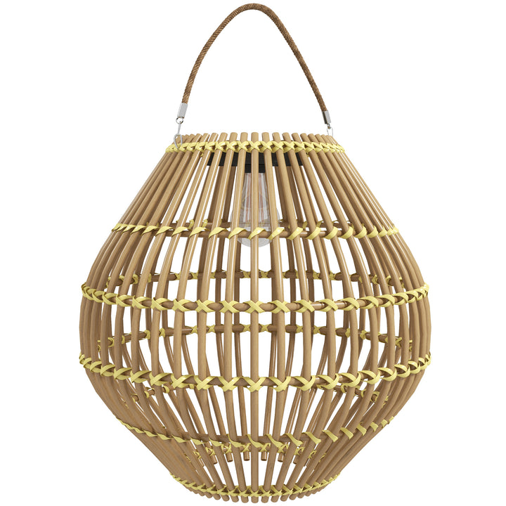 Solcellehavelampe, PE-rattan, boho-design, 31 cm x 31 cm x 32 cm, gul