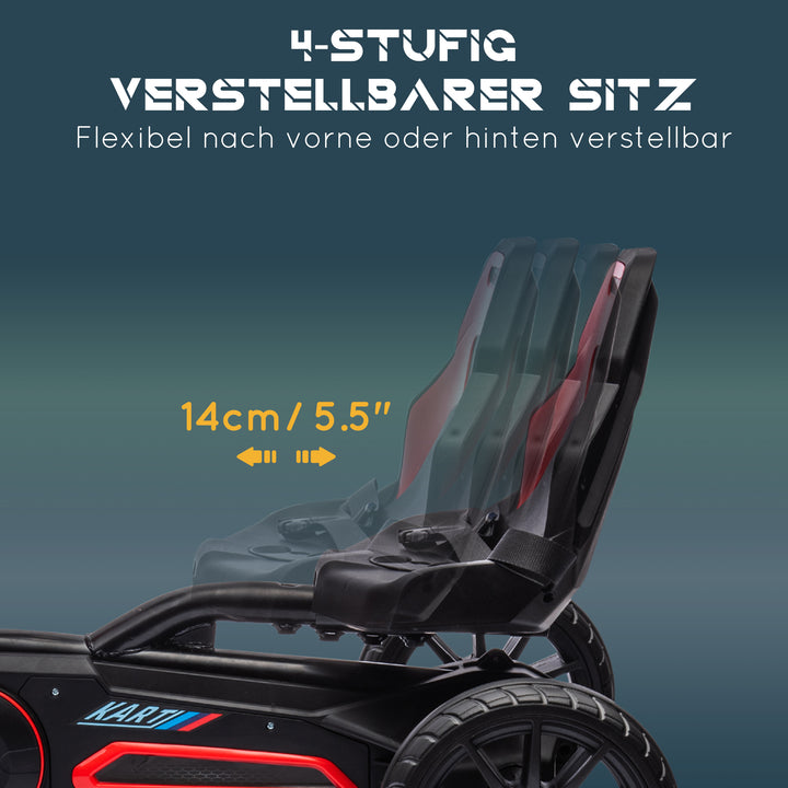 Gokart pedal gokart med bakgear og fremadgående gear, til børn i alderen 3 til 8 år, rød