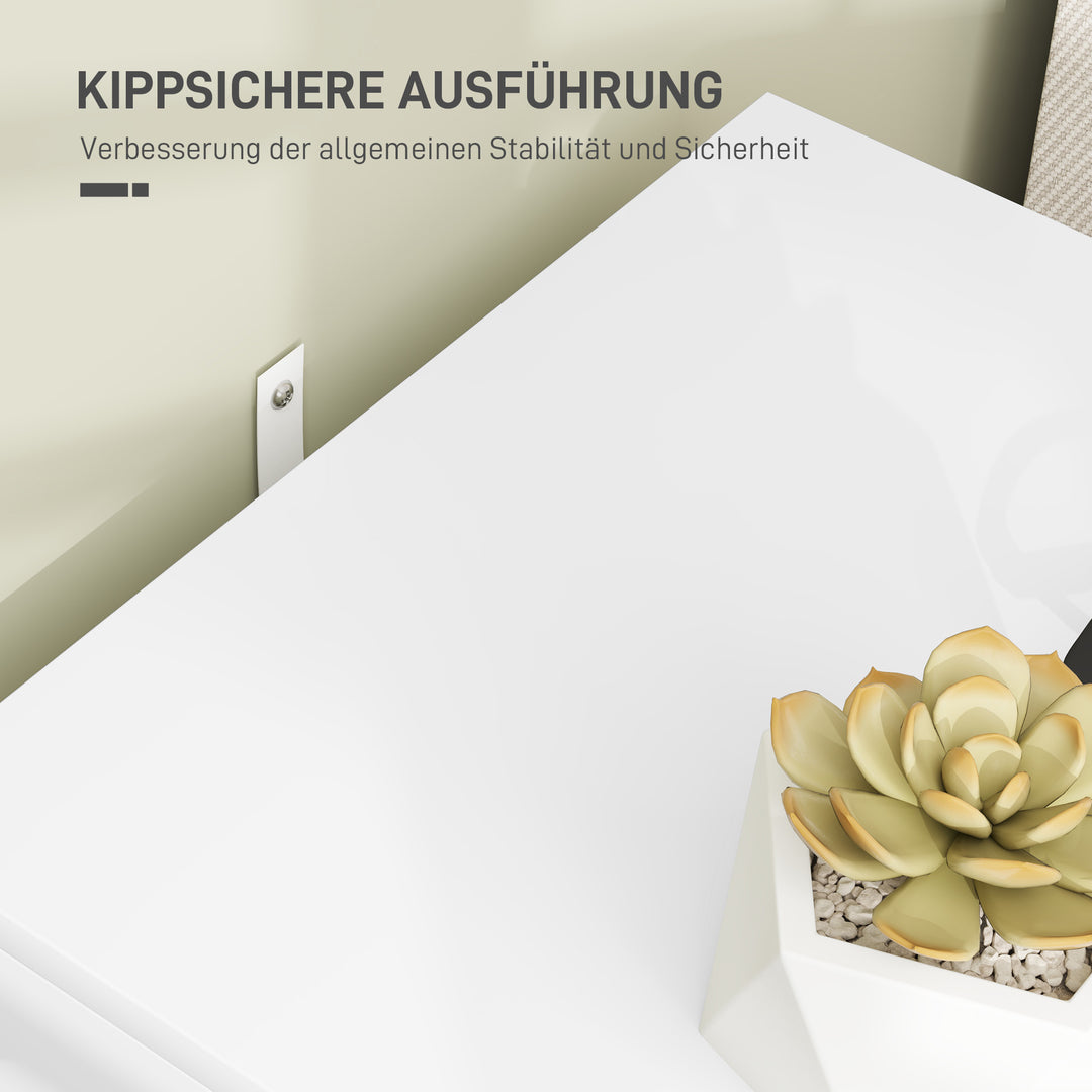 Natbord med 2 skuffer, elegante metalhåndtag i guld, 40 x 40 x 50 cm, hvid