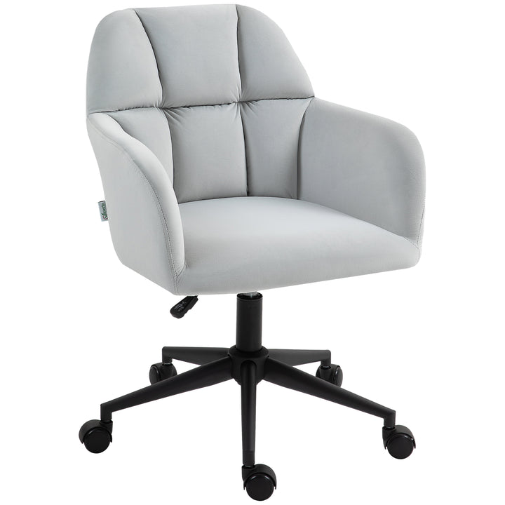 Kontorstol, ergonomisk, højdejusterbar, drejelig, fløjlslook, op til 120 kg, lysegrå