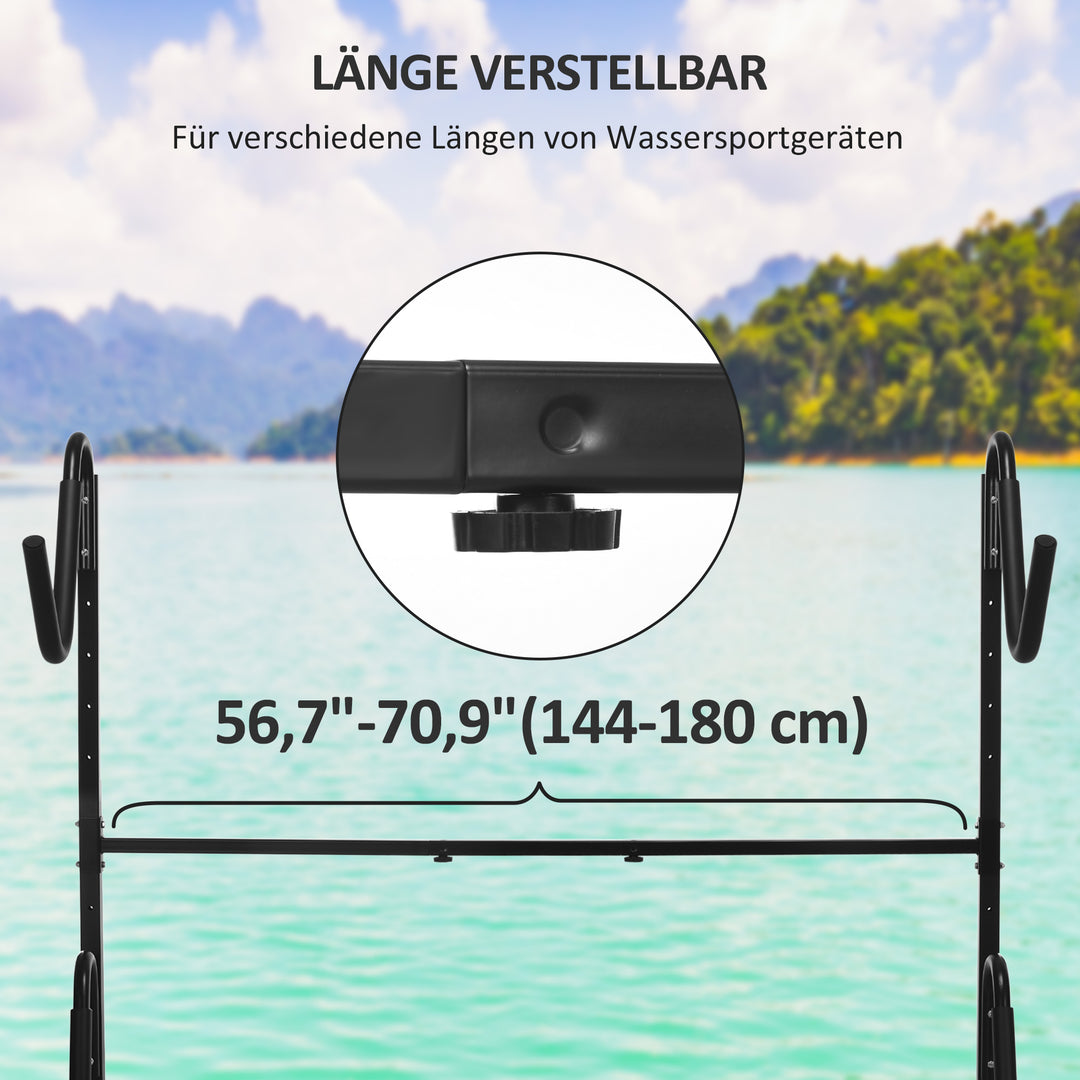 Holder til 2 kajakker, surfbrætter, stand-up paddles, metalramme, breddejusterbar 144-180 cm