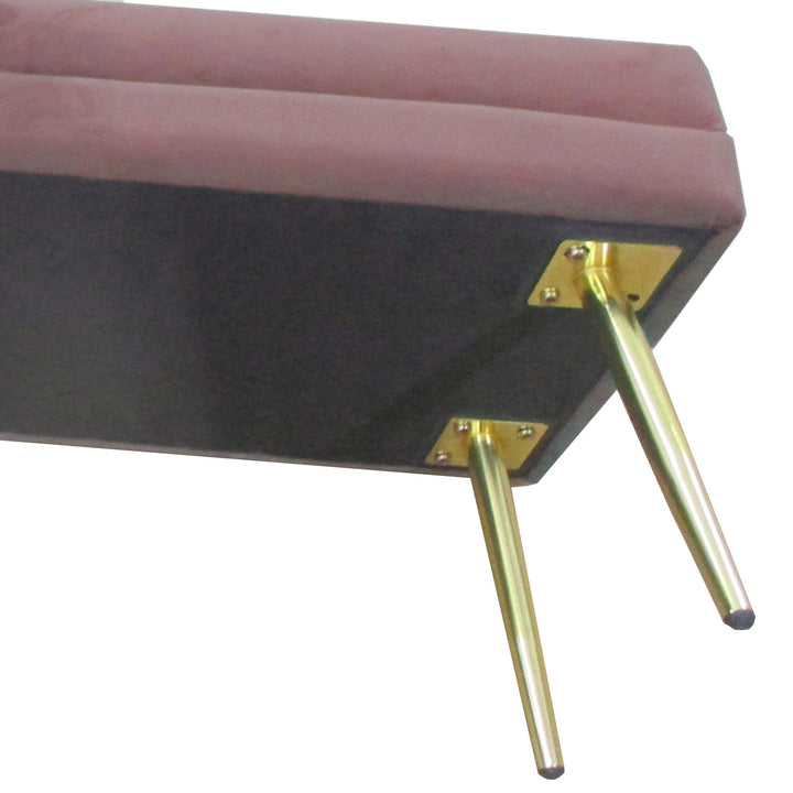Polstret bænk med opbevaring, stål, 100 x 37,5 x 42 cm, pink
