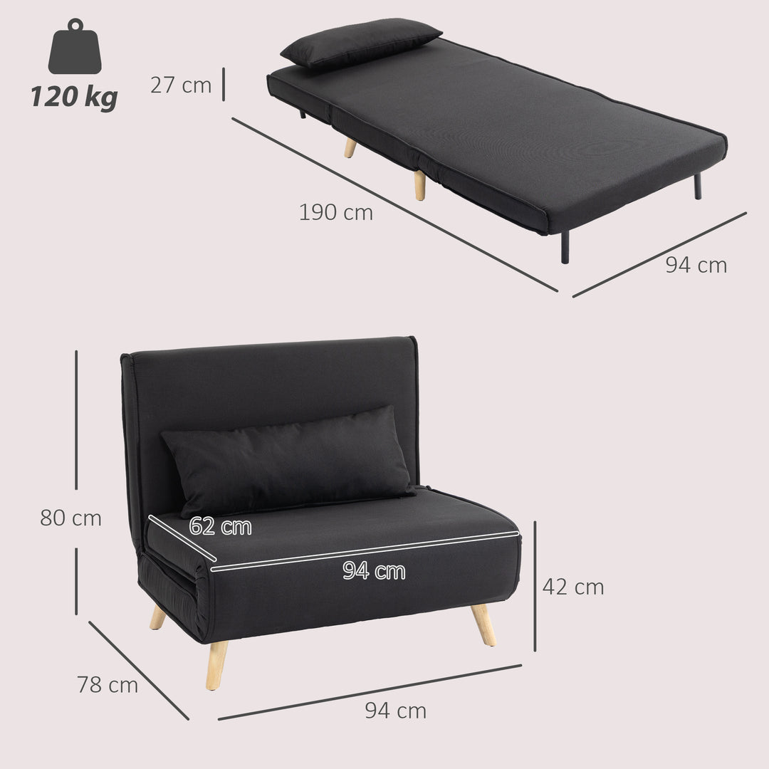 Lænestol med liggefunktion, til 1 person, moderne design, op til 120 kg, 94x78x80cm, sort