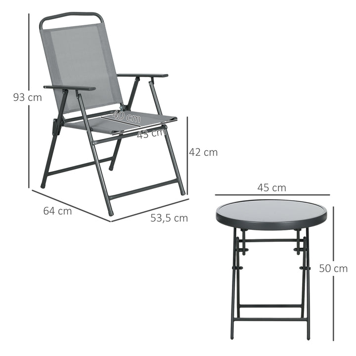 Udendørs bistromøbelsæt til haven, sammenklappeligt bistrosæt, 53,5 cm x 64 cm x 93 cm, lysegrå
