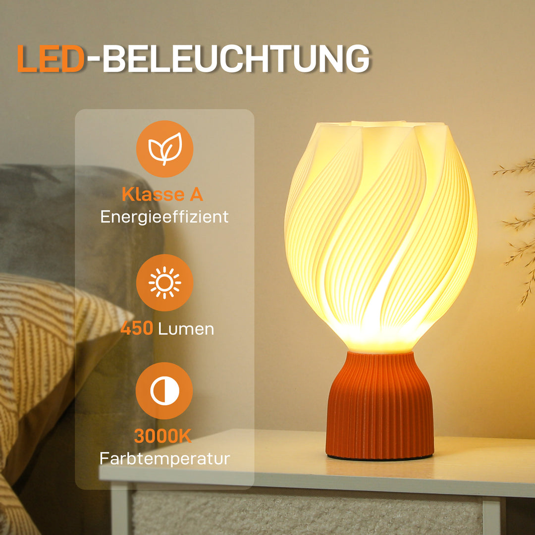 3D-printet lampe med kronbladsformer, plastik, energieffektiv, hvid