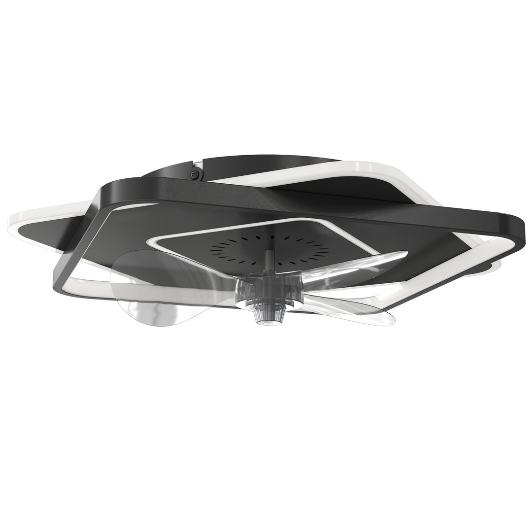 Loftventilator med lys og fjernbetjening, LED-loftventilator med 6 hastigheder, 3 farvetemperaturer