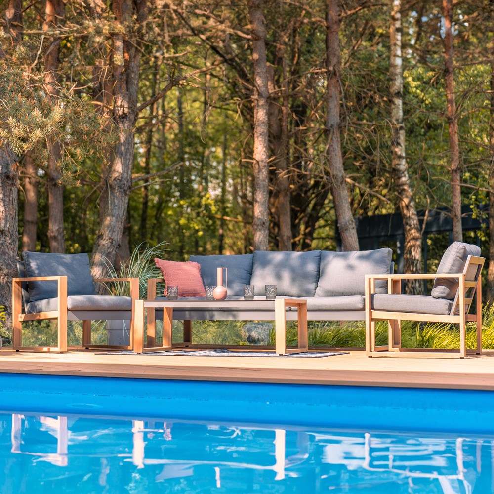 Havemøbelsæt til terrasse og have, antracit og brun