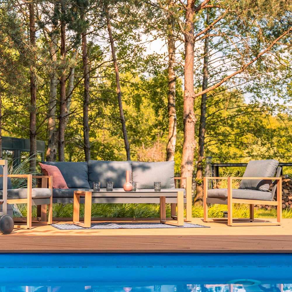 Havemøbelsæt til terrasse og have, antracit og brun