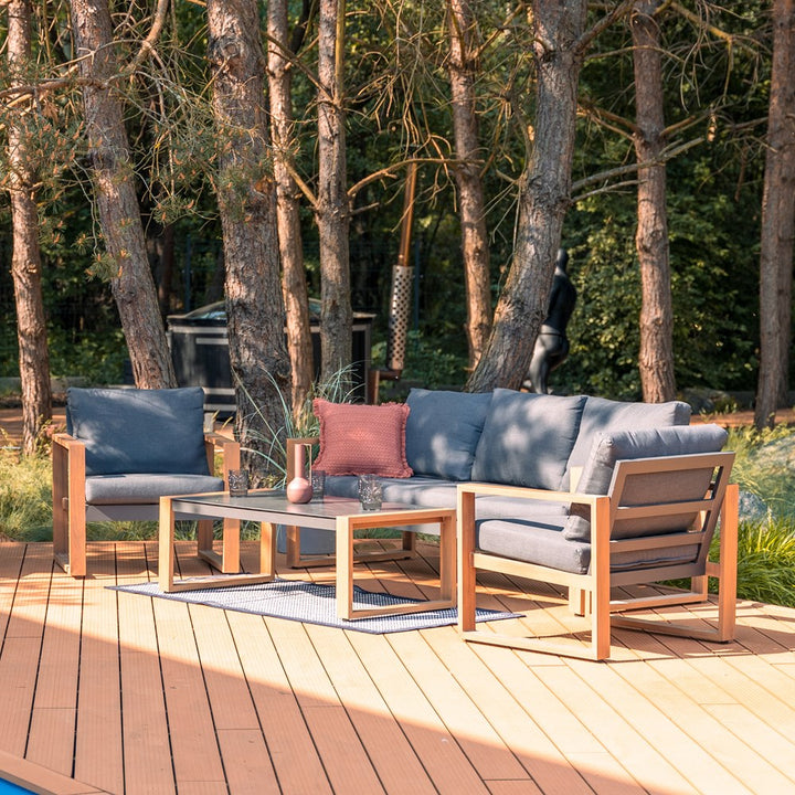 Havemøbelsæt til terrasse og have, antracit og brun