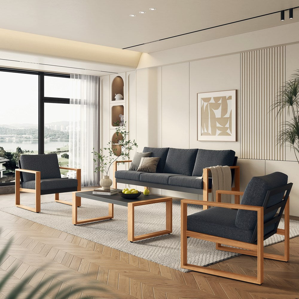 Havemøbelsæt til terrasse og have, antracit og brun