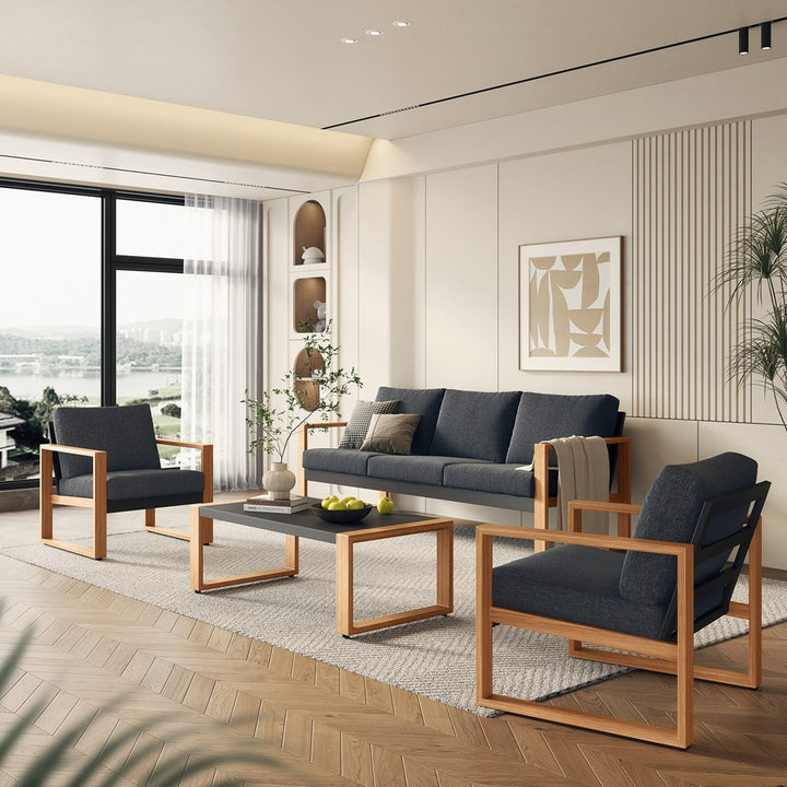 Havemøbelsæt til terrasse og have, antracit og brun