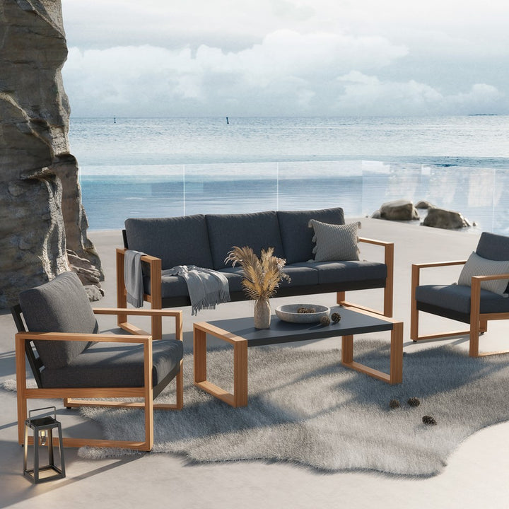 Havemøbelsæt til terrasse og have, antracit og brun