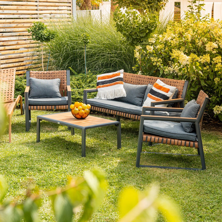 Moderne havemøbelsæt, sofa, 2 lænestole og bord