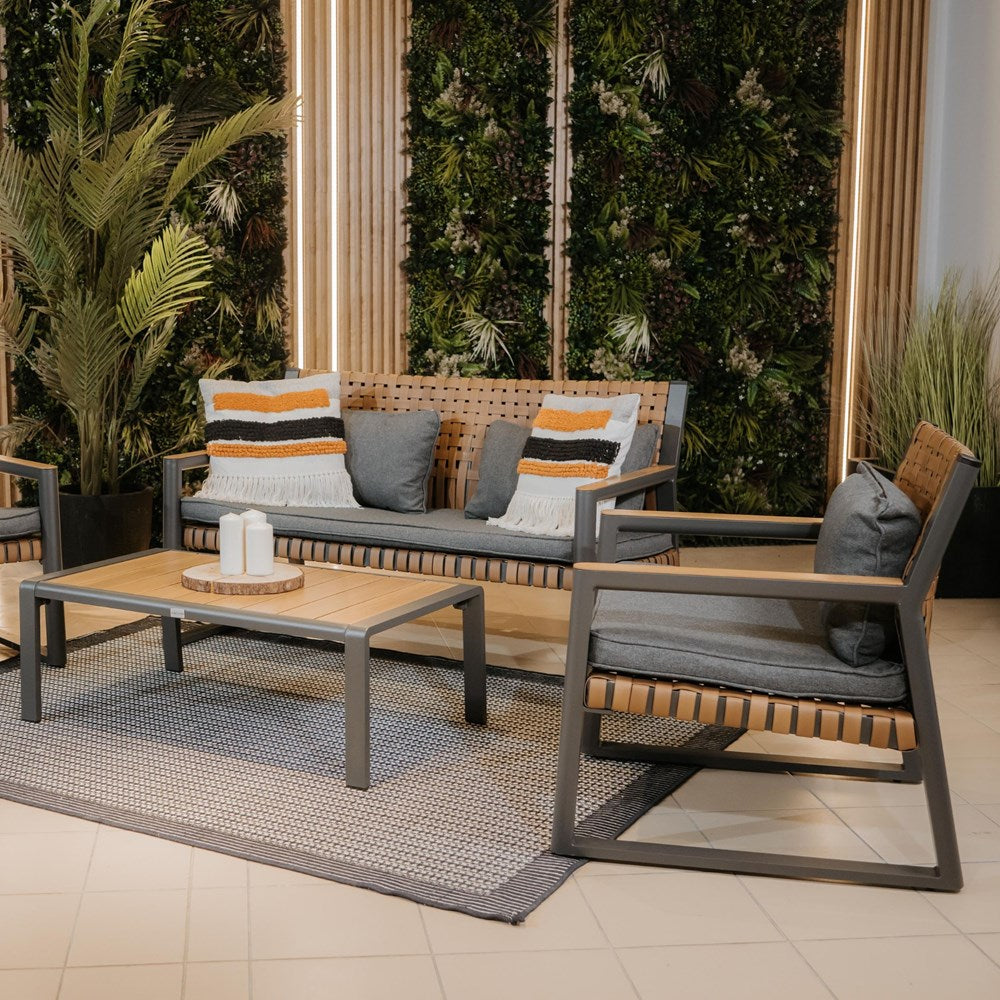 Moderne havemøbelsæt, sofa, 2 lænestole og bord