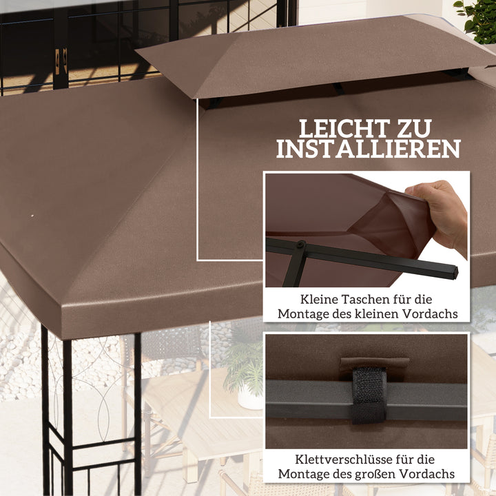 Udskiftningstag til havepavilloner 3x4m polyester kaffe