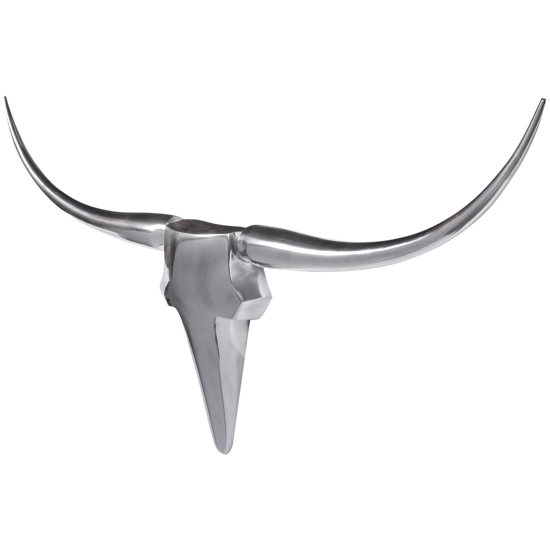 Dekorative tyrehorn / gevir til væggen, 100 cm, aluminium, sølvfarvet