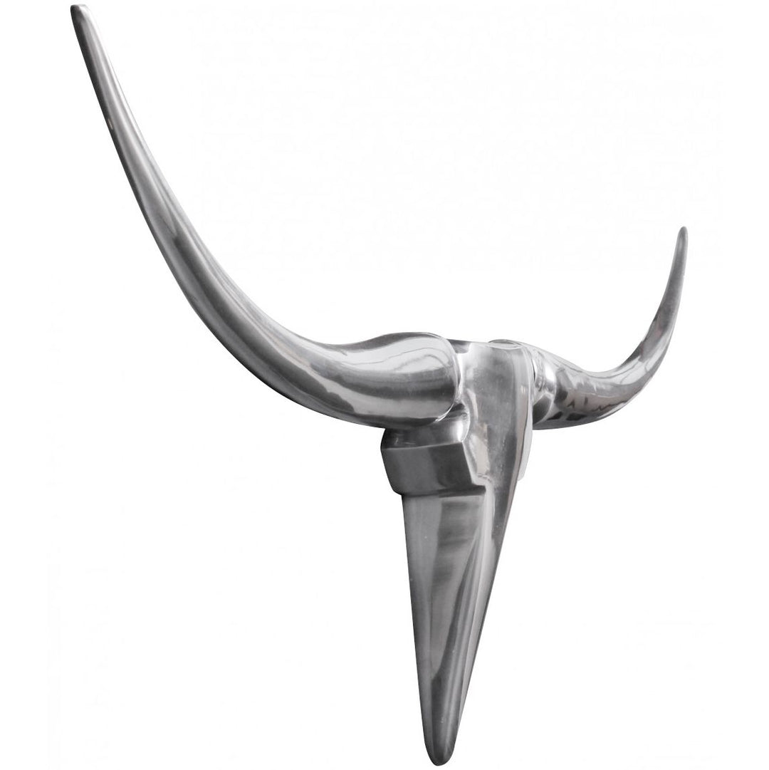 Dekorative tyrehorn / gevir til væggen, 100 cm, aluminium, sølvfarvet