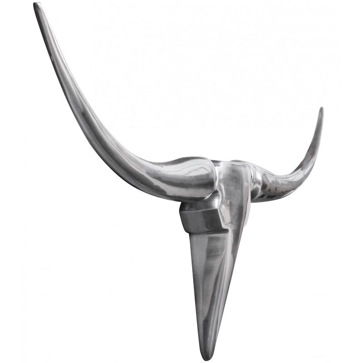 Dekorative tyrehorn / gevir til væggen, 100 cm, aluminium, sølvfarvet
