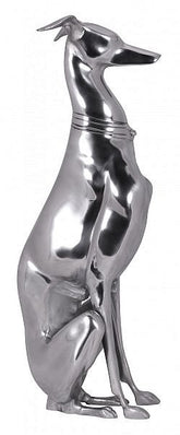 Greyhound skulptur i sølvfarvet metal