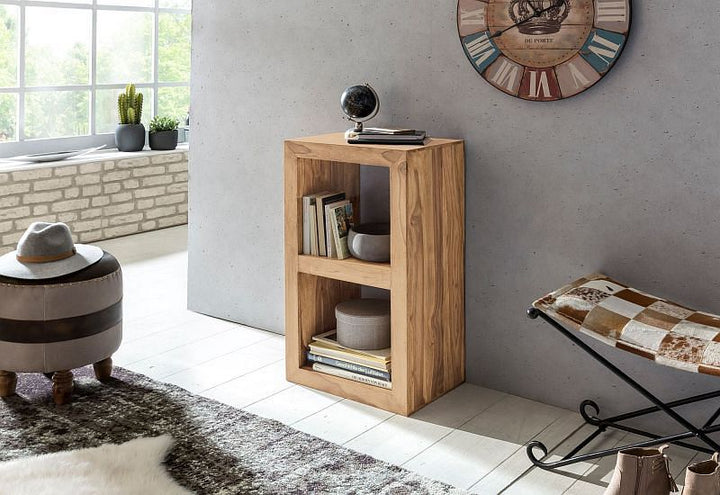 Reol i massivt akacietræ til at give dit hjem et landligt look, 88 cm høj