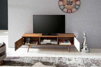 Håndlavet TV lowboard / kommode, 140 cm, massivt træ, 60er stil, flerfarvet