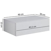 Sengebord til vægmontering, 46x15x30cm, hvid