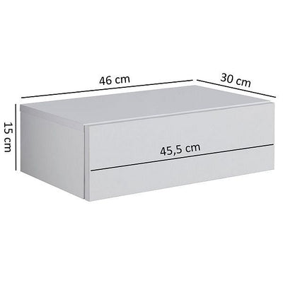 Sengebord til vægmontering, 46x15x30cm, hvid
