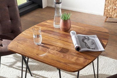 Designer spisebord i massivt træ, 80x80x76 cm, brun