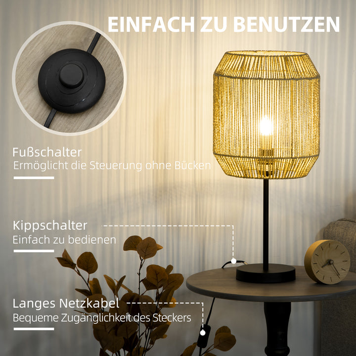 2-Delt belysningssæt. 1 gulvlampe, 1 bordlampe, 38 cm x 38 cm x 158 cm, naturlig + sort