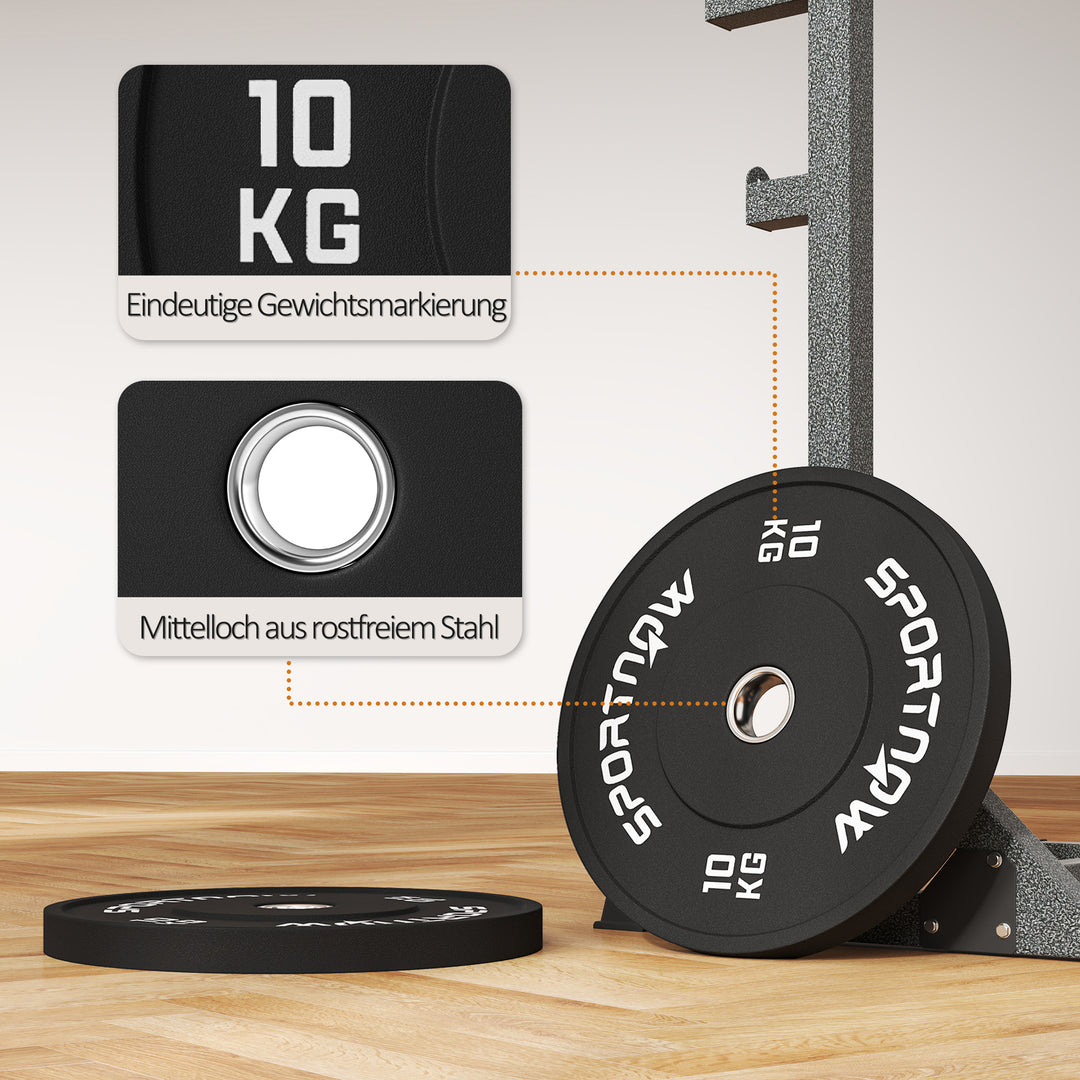 Vægtskiver, 2 x 10 kg, olympisk standard, gummi, lav støj, sort