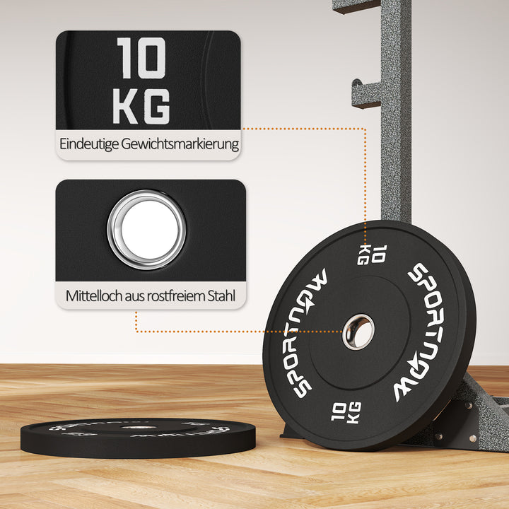 Vægtskiver, 2 x 10 kg, olympisk standard, gummi, lav støj, sort