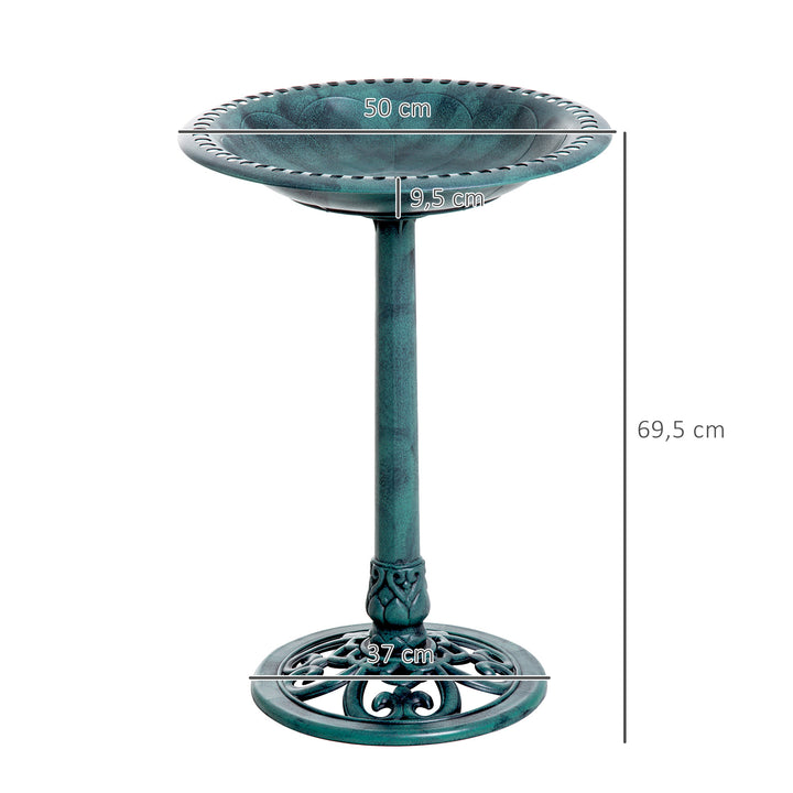 Fuglebad/fuglefoderautomat, vintage design, shabby chic, 50 cm × 50 cm × 69,5 cm, grøn