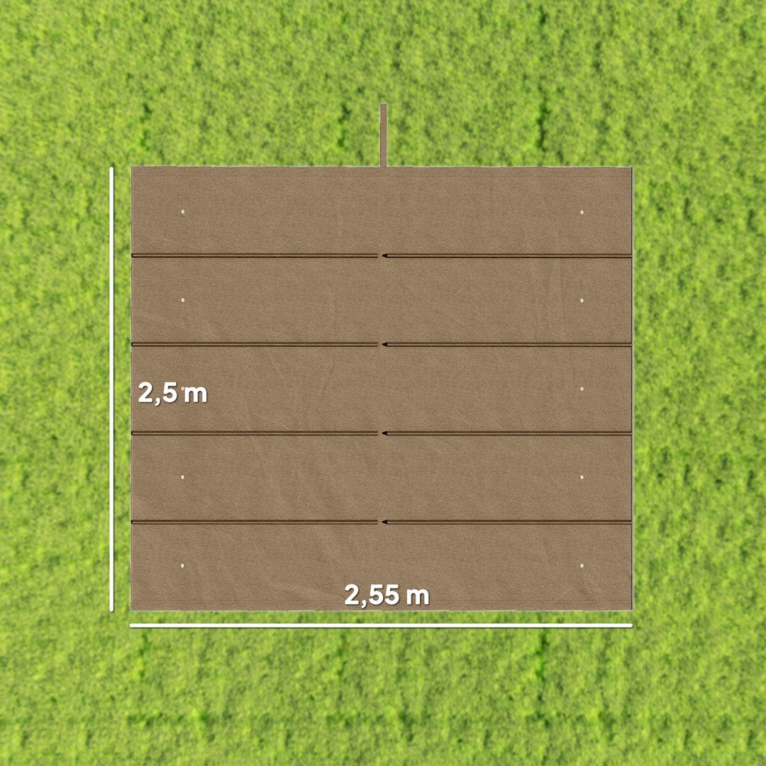 Udskiftningstag til 3 x 3 m pergola, udtrækkeligt, med drænhuller til regnvand, vejrbestandigt, polyester, 250 x 255 cm, brun