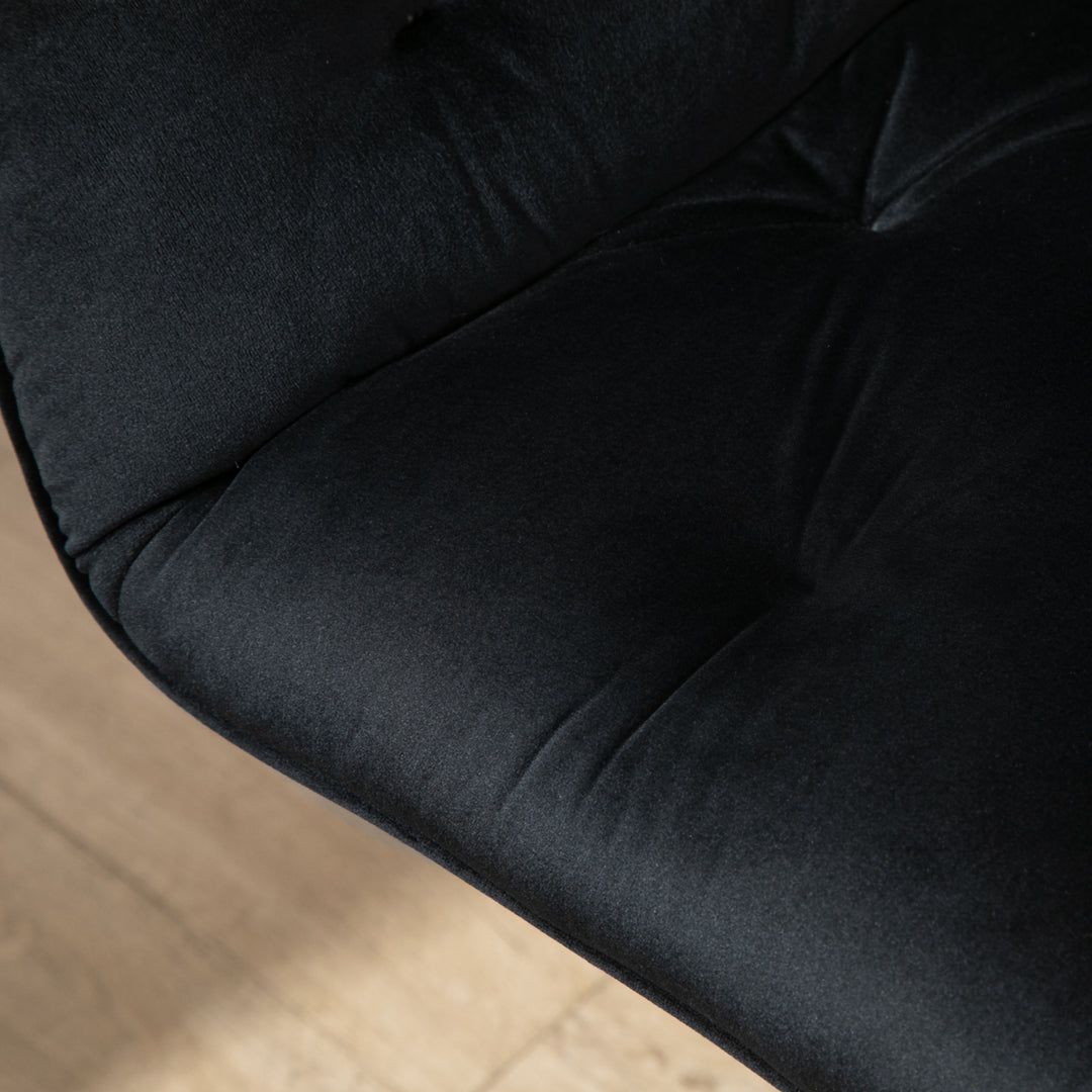 Kontorstol, drejestol, højdejusterbar chefstol, skrivebordsstol, lænestol, kontor, fløjlsblød polyester, sort, 60 x 61 x 81-91 cm