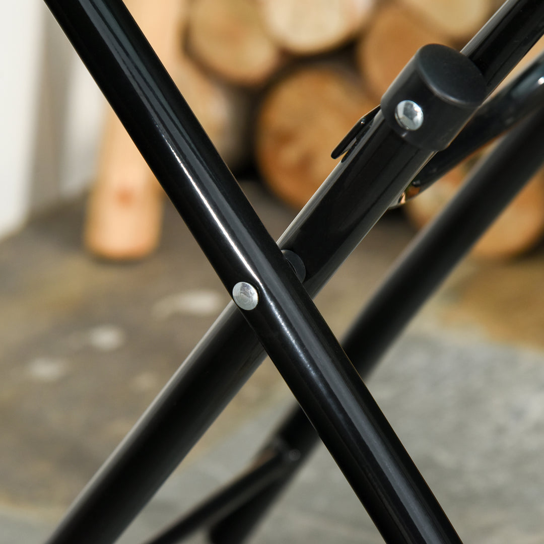 Havebord, sidebord, bistrobord med glasplade, rundt, foldbart, metal, Ø45, sort