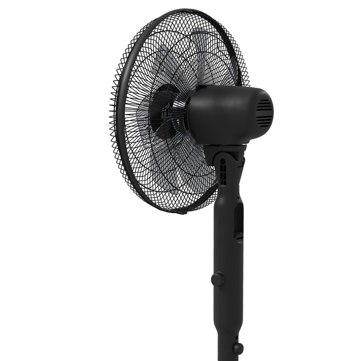 Stille piedestalventilator med fjernbetjening, 3 tilstande, 28 hastigheder, myggenet og oscillation, sort