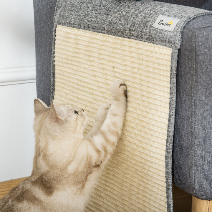 2-Delt kradsemåtte, ridsebeskyttelse til sofa, sisal kradsetæppe til katte, lænestole, sofaer, kradsemåtte til katte, grå, 130 x 45 x 0,3 cm