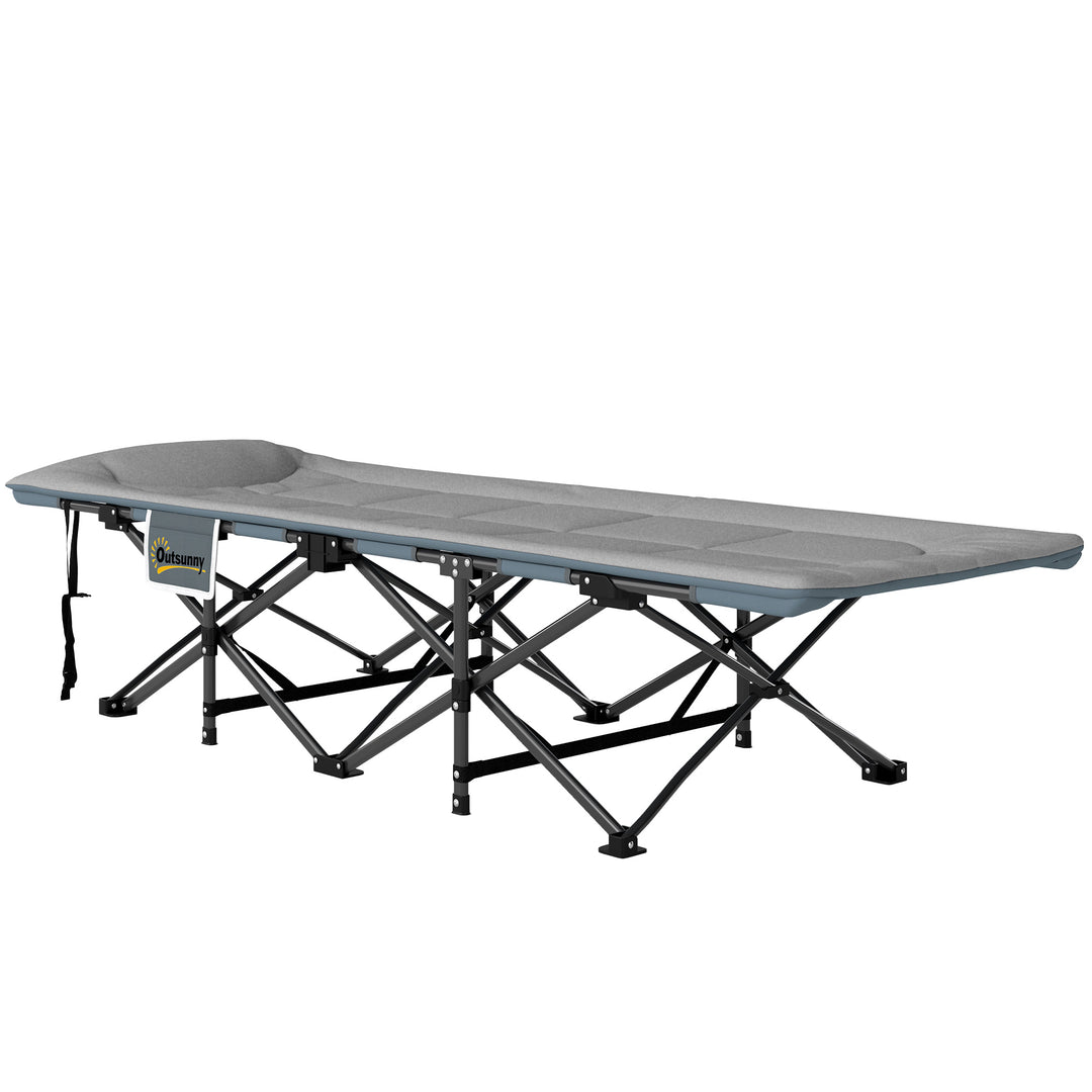 Sammenklappelig feltseng med madras, pude og sidelomme, 187 x 67 x 37 cm, gæsteseng op til 150 kg, grå