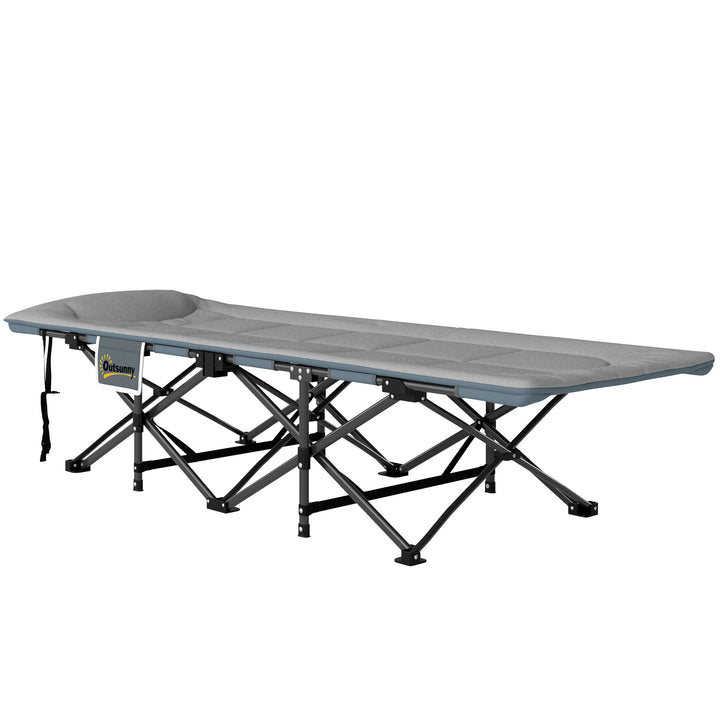 Sammenklappelig feltseng med madras, pude og sidelomme, 187 x 67 x 37 cm, gæsteseng op til 150 kg, grå
