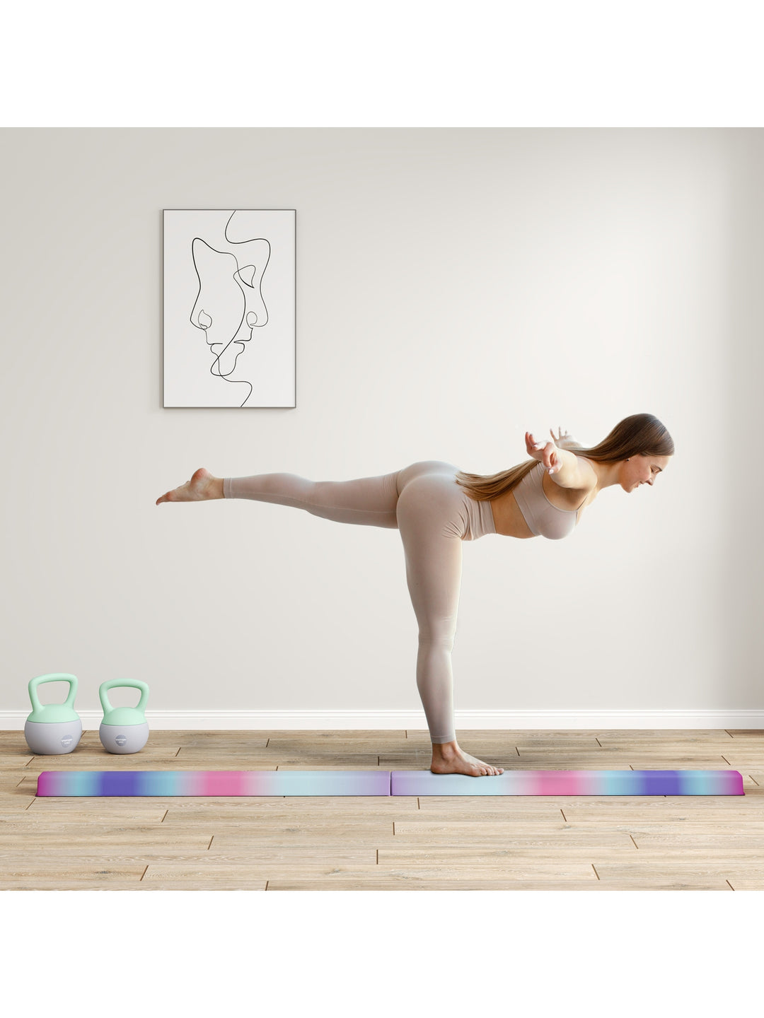 236 cm foldbar balancebom til teenagere 80 kg farverig